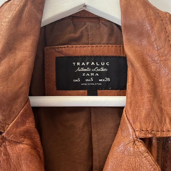 Zara Cognac Leather Jacket - Picture 4 of 6